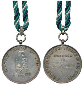 Grand Lodge of India, the monogram surmounted by an Indian elephant, with Brotherly Love, 