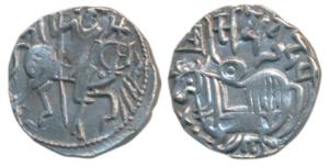 Hindu Shahis of Kabul and Ohinda, Samantadeva (c. 850-1,000 AD), Silver Drachma, 3.25g, re