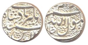 Jahangir, Silver Rupee, Jalnapur Mint, Kalima in floral background (KM 168.4). Extremely F