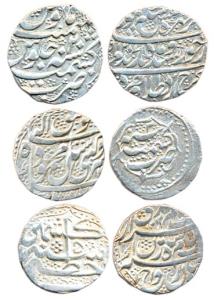Taimur Shah (AH 1186-1207, 1772-1793 AD), Zaman Shah and Mahmud Shah, Silver Rupee (3), Ka