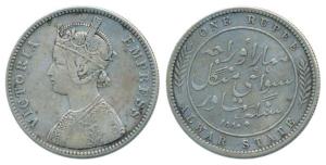Mangal Singh (AH 1291-1310, 1874-1892 AD), Silver Rupee, with the name of Victoria Empress