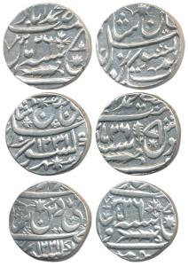 Muhammadabad Banaras Mint, Silver Rupee (3), AH 1221, 1231 and the third without date, fis