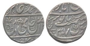 Mominabad Mint, Silver Rupee, 10.8g, Maratha issue, in the name of Shah Alam II, RY 37 umb