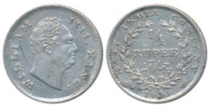 William IV, Silver ¼ Rupee, 1835, Bombay Mint, No initials, Wreath with 20 berries (10L+10