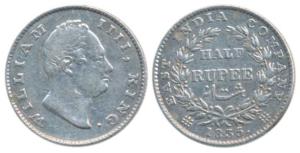 William IV, Silver ½ Rupee, 1835, Bombay Mint, No initials, 20 berries, (Prid 69). Very Fi