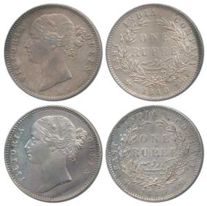 Victoria Queen, Silver Rupee, 1840, Divided Legend. Extremely Fine. (2)