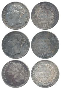 Victoria Queen, Silver Rupee, 1840, Divided Legend. Very Fine. (3)