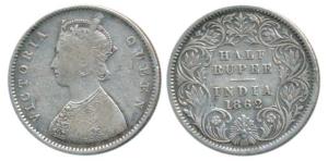 Victoria Queen, Silver ½ Rupee, 1862, Calcutta Mint, A I, (Prid 255). About Very Fine.