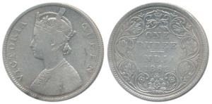 Victoria Queen, Silver Rupee, 1862, Bombay Mint, B / II / 0 / 10, Unlisted in Pridmore. Fi
