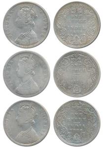 Victoria Queen and Empress, Silver Rupee, 1874, Bombay Mint, A2 / II dot, (Prid 143); 1886