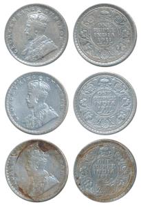 George V, Silver Rupee, 1911, Calcutta Mint, (Prid 207); Bombay Mint, (2) (Prid 217). Very