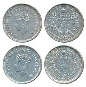 George VI, Half Silver Rupee, 1943, Bombay Mint, A / II, Large Head with Large 3 in date, 