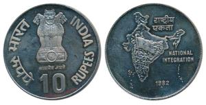 Cupro-Nickel Rupees 10, 1981, World Food Day, Bombay Mint (KM 196). About Uncirculated.