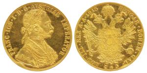Austria, Franz Joseph I, Gold 4 Ducat, 13.92g, 1915, crowned imperial double eagle on rev.