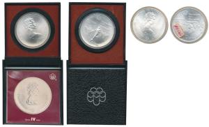Canada, Elizabeth II, 1976 Montreal Olympics, Silver 5 Dollars, 24.3g (2), Map of Canada o