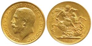 Great Britain, George V, Gold Sovereign, 8g, 1912. Very Fine+.