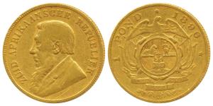 South Africa, Gold Kruger Pond, 8g, 1898, Single shaft type (KM 10.2). Very Fine, Rare.
