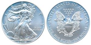 United States of America, Silver Dollar, 31.24g, 2002, Walking Liberty, (KM 142). Superb M
