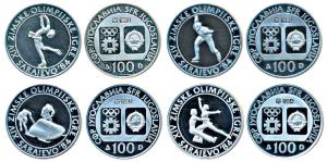 Yugoslovia, Sarajevo Winter Olympics Silver 100 Dinara (4), 13g each, 1983 Figure skating;