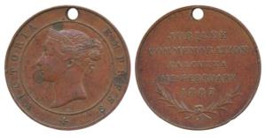 Victoria Golden Jubilee, Copper Medal, young bust of Victoria to left on obv., Jubilee Com