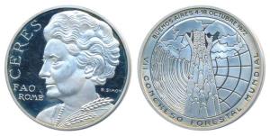 Indira Gandhi, FAO, Silver ’Ceres’ Medal, 62.7g, (2 ounces) obv. bust of Indira Gandhi, re