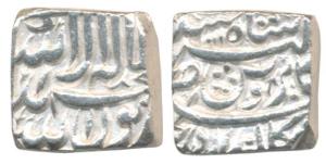 Akbar, Silver Square Rupee, 11.26g, Bangala Mint, Kabe Roshan couplet, AH 1015 (posthumous