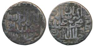 Akbar, Silver Rupee, 10.82g, mint name off flan probably Lahore, AH 994, Kalima type. Abou