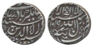 Jahangir, Silver Rupee, 13.4g, 20% overweight, Tatta Mint, AH 1019/5 (KM 152.7). About Ext