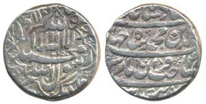Shah Jahan, Silver Rupee, 11.41g, Burhanpur Mint, RY 4, Kalima within leaf like quatrefoil