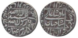 Shah Jahan, Silver Rupee, 11.36g, Patna Mint, AH (1)044/7, legend within square area (KM 2