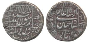 Shah Jahan, Silver Rupee, 11.3g, Surat Mint, legend in square area, RY 13 (KM 235.23). Ver
