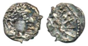 Satavahanas, Madhariputra, Silver ½ Unit, 0.72g, bust of the ruler to right with a promine