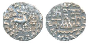 Kunindas, Amoghabhuti (c. 200 BC), Silver Drachma, 2.20g, obv. deer standing to right with