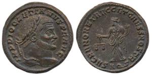 Roman, Diocletian (284-305 AD), Copper Follis, Aquileia Mint, obv. laureate head to right,