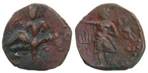 Kushanas, Huvishka (c. 152-192 AD), Jouan-jouan (Bactria), Local Imitation, Copper Unit, 3