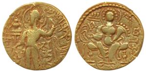 Guptas, Samudragupta (c. 335-380 AD), Gold Dinar, 7.39g, Standard type, obv. king nimbate 