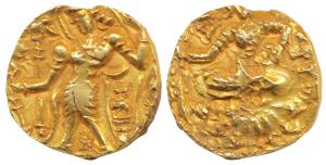 Guptas, Narsimhagupta (518-530 AD), Gold Heavy Dinar, 9.4g, Archer type, obv. king nimbate