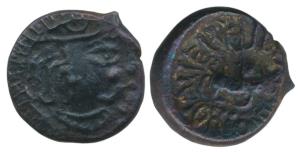Kalchuris of Mahishmati, Krishnaraj (c. 5th century AD), Potin Unit, 3.74g, obv. bust of t