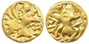Karkotakas of Kashmir, Pratapaditya II (c. 5th century AD), Base Gold, 7.11g, obv. seated 