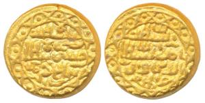 Nasir al-Din Nusrat Shah, Gold Tanka, 10.53g, Mintless type but probably struck in Husaina