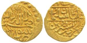 Sulayman Mirza (AH 936-992, 1529-1584 AD), Gold 1/12 Indian Mohur, 0.92g, mintless type bu