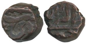 Akbar, Copper Hastam Hissah/ Damra, 4.98g, Tanka Akbarshahi series, Mintless type, Ilahi t