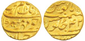 Aurangzeb, Gold Mohur, 11.06g, Allahabad Mint, AH 1110/42 (KM 315.9). Slight dig on rev. a