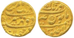 Aurangzeb, Gold Mohur, 10.88g, Aurangabad Mint, AH 1078/11 (KM 315.10). Very Fine.