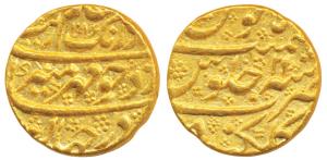 Aurangzeb, Gold Mohur, 11.03g, Golkonda Mint, AH 1086/21, near complete mint name at botto