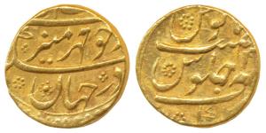 Aurangzeb, Gold Mohur, 10.93g, Gulbarga Mint, RY 3x (KM 315.19). Very Fine+, Rare.