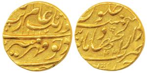 Aurangzeb, Gold Mohur, 10.99g, Dar-ul-Jihad Hyderabad Mint, AH 1112/44, mint name on the b