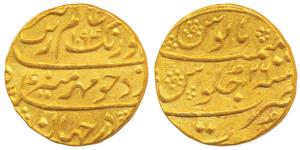 Aurangzeb, Gold Mohur, 11.02g, Surat Mint, AH 1094/26 (KM 315.45). Nice mint luster, About