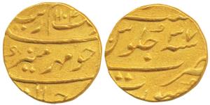 Aurangzeb, Gold Mohur, 11.05g, Surat Mint, AH 1104/37 (KM 315.45). About Extremely Fine.