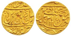 Najibabad Mint, Gold Mohur, 10.72g, in the name of Shah Alam II, AH (1)206/33, katar or da